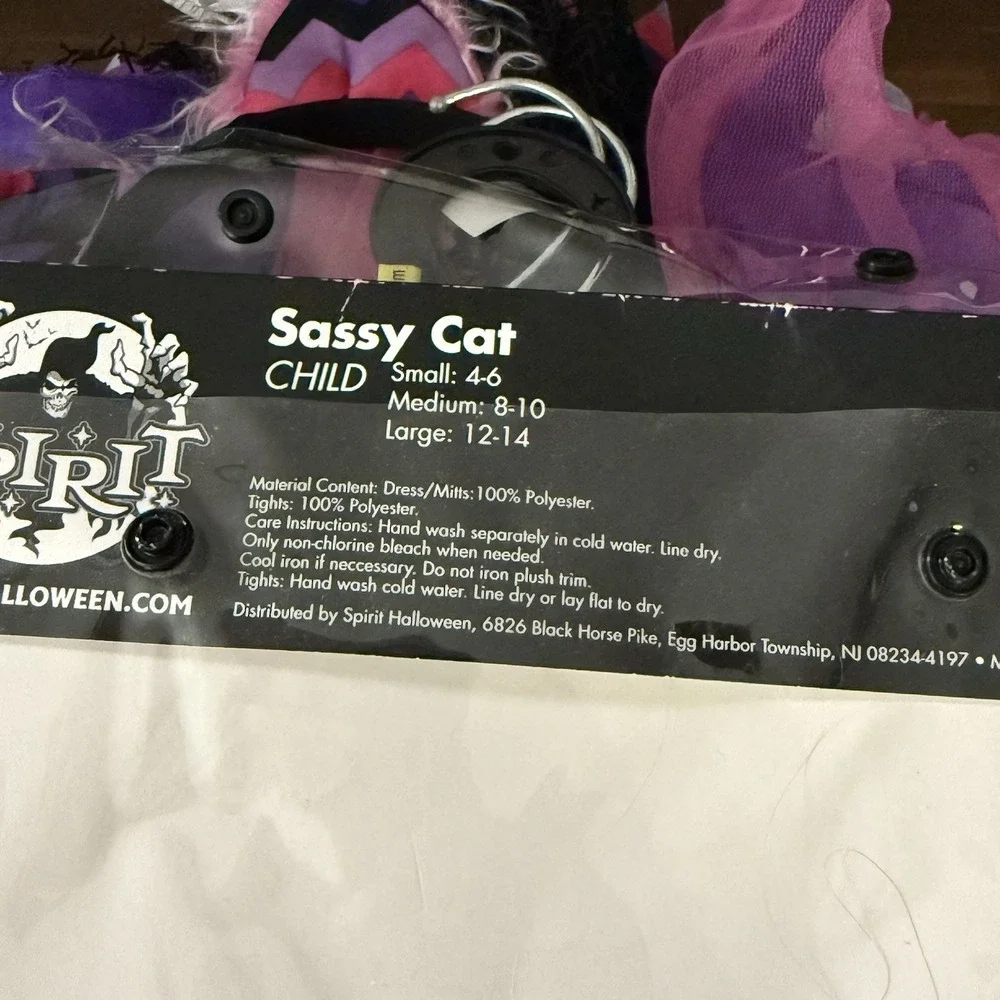 Spirit Purple Pink Black Sassy Cat Kids Halloween Costume